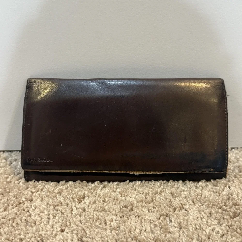 Paul Smith Wallet Leather Long Bifold Mens Organizer Zip Coin Pocket‎ Vintage